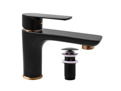 VLTAVA - Umyvadlová baterie s výpustí, Černá matná/Zlatá VT427.0KCMATZ, RAV Slezák (Barva Černá matná/Zlatá, Rozměr 1/2")