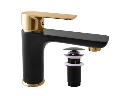 VLTAVA - Umyvadlová baterie s výpustí, Černá matná/Zlatá VT527.0KCMATZ, RAV Slezák (Barva Černá matná/Zlatá, Rozměr 1/2")