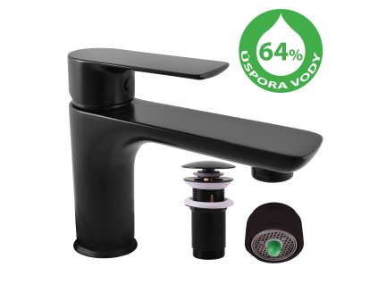 VLTAVA ECO - Umyvadlová baterie s výpustí, Černá - matná VTE427.0KCMAT, RAV Slezák (Barva Černá - matná, Rozměr 1/2")