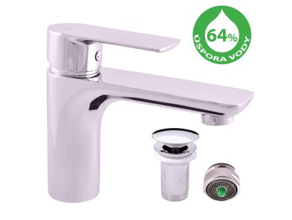 VLTAVA ECO - Umyvadlová baterie s výpustí, Chrom VTE427.0K, RAV Slezák (Barva Chrom, Rozměr 1/2")