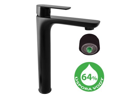 VLTAVA ECO - Umyvadlová vysoká baterie bez výpusti, Černá - matná VTE430.0CMAT, RAV Slezák (Barva Černá - matná, Rozměr 1/2")