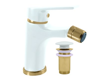 COLORADO - Bidetová baterie s výpustí, Bílá / Zlatá CO145.0KBZ, RAV Slezák (Barva Bílá / Zlatá, Rozměr 1/2")