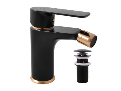 VLTAVA - Bidetová baterie s výpustí, Černá matná/Zlatá VT445.0KCMATZ, RAV Slezák (Barva Černá matná/Zlatá, Rozměr 1/2")