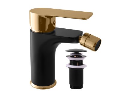 VLTAVA - Bidetová baterie s výpustí, Černá matná/Zlatá VT545.0KCMATZ, RAV Slezák (Barva Černá matná/Zlatá, Rozměr 1/2")