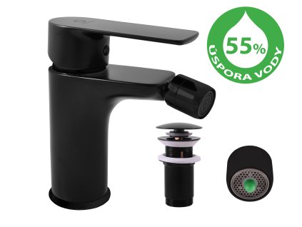 VLTAVA ECO - Bidetová baterie s výpustí, Černá - matná VTE445.0KCMAT, RAV Slezák (Barva Černá - matná, Rozměr 1/2")