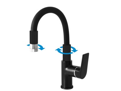 COLORADO - Umyvadlová baterie s flexibilním ramínkem bez výpusti, Černá matná/Chrom CO119.0/16CMATC, RAV Slezák (Barva černá matná/chrom, Rozměr 1/2")